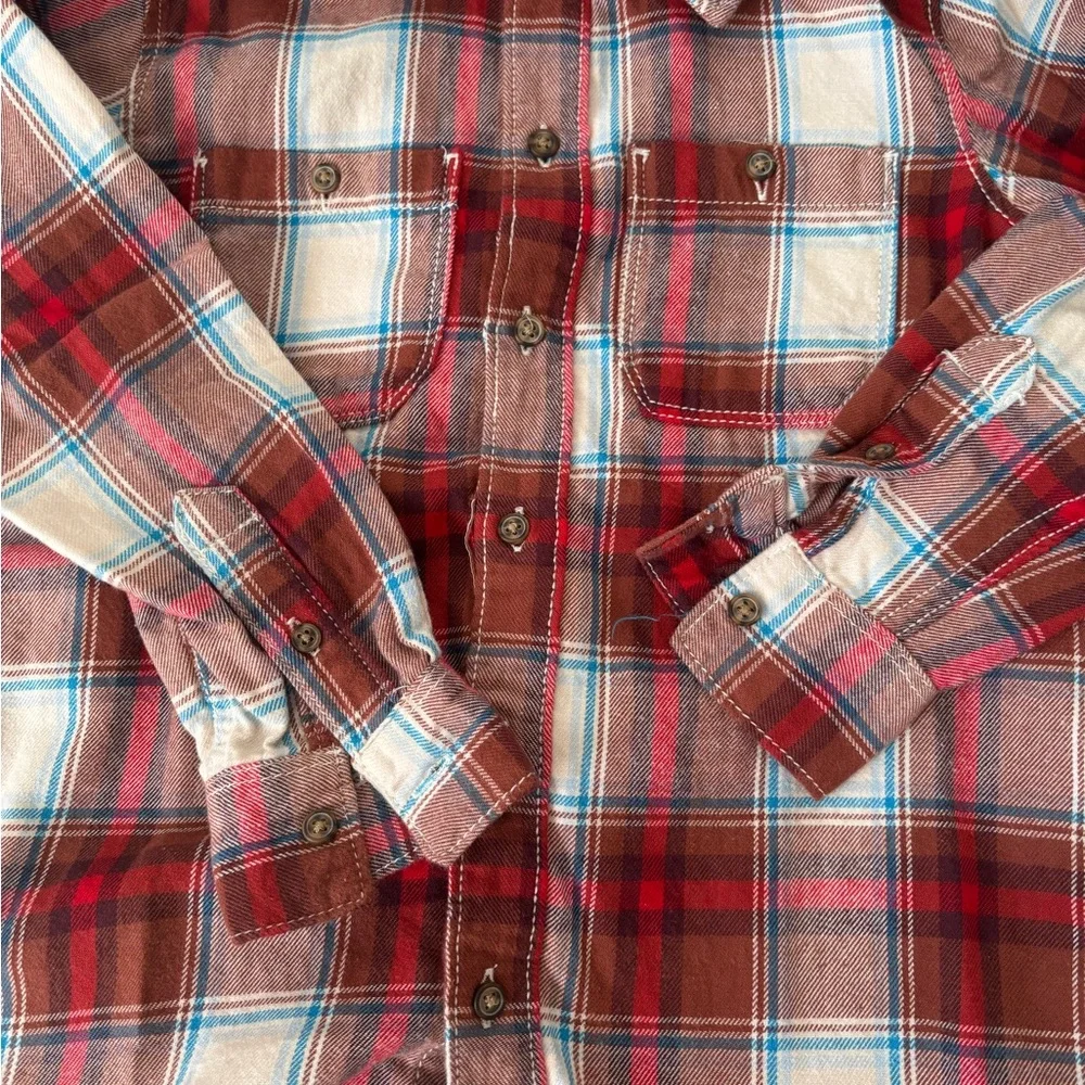 Carter's Red Plaid Button Down Shirt with Gray Hood - Picture 2 of 5